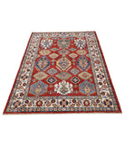 Kazak 4'0'' X 6'2'' Hand-Knotted Wool Rug 4'0'' x 6'2'' (120 X 185) / Red / Ivory