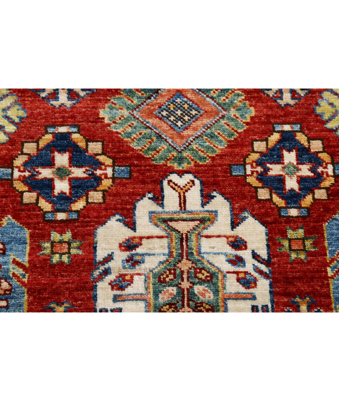 Kazak 4'0'' X 6'2'' Hand-Knotted Wool Rug 4'0'' x 6'2'' (120 X 185) / Red / Ivory