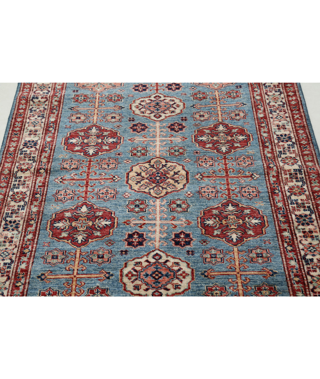 Kazak 3'11'' X 5'5'' Hand-Knotted Wool Rug 3'11'' x 5'5'' (118 X 163) / Blue / Ivory