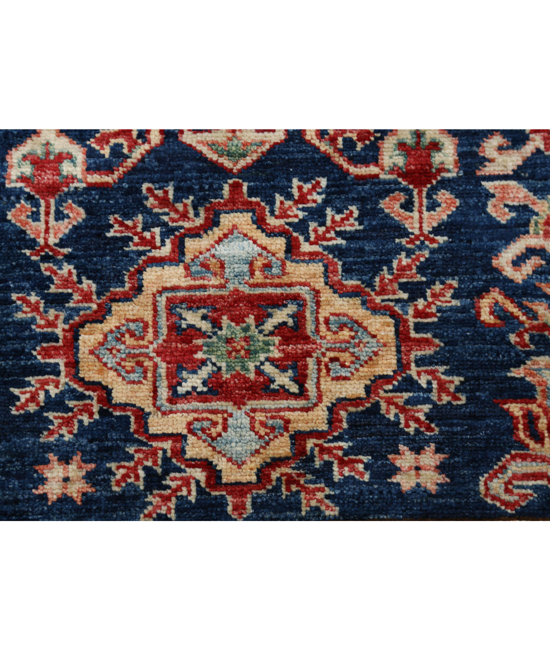 Kazak 3'11'' X 5'11'' Hand-Knotted Wool Rug 3'11'' x 5'11'' (118 X 178) / Blue / Ivory