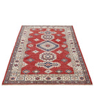 Kazak 4'2'' X 5'9'' Hand-Knotted Wool Rug 4'2'' x 5'9'' (125 X 173) / Red / Ivory