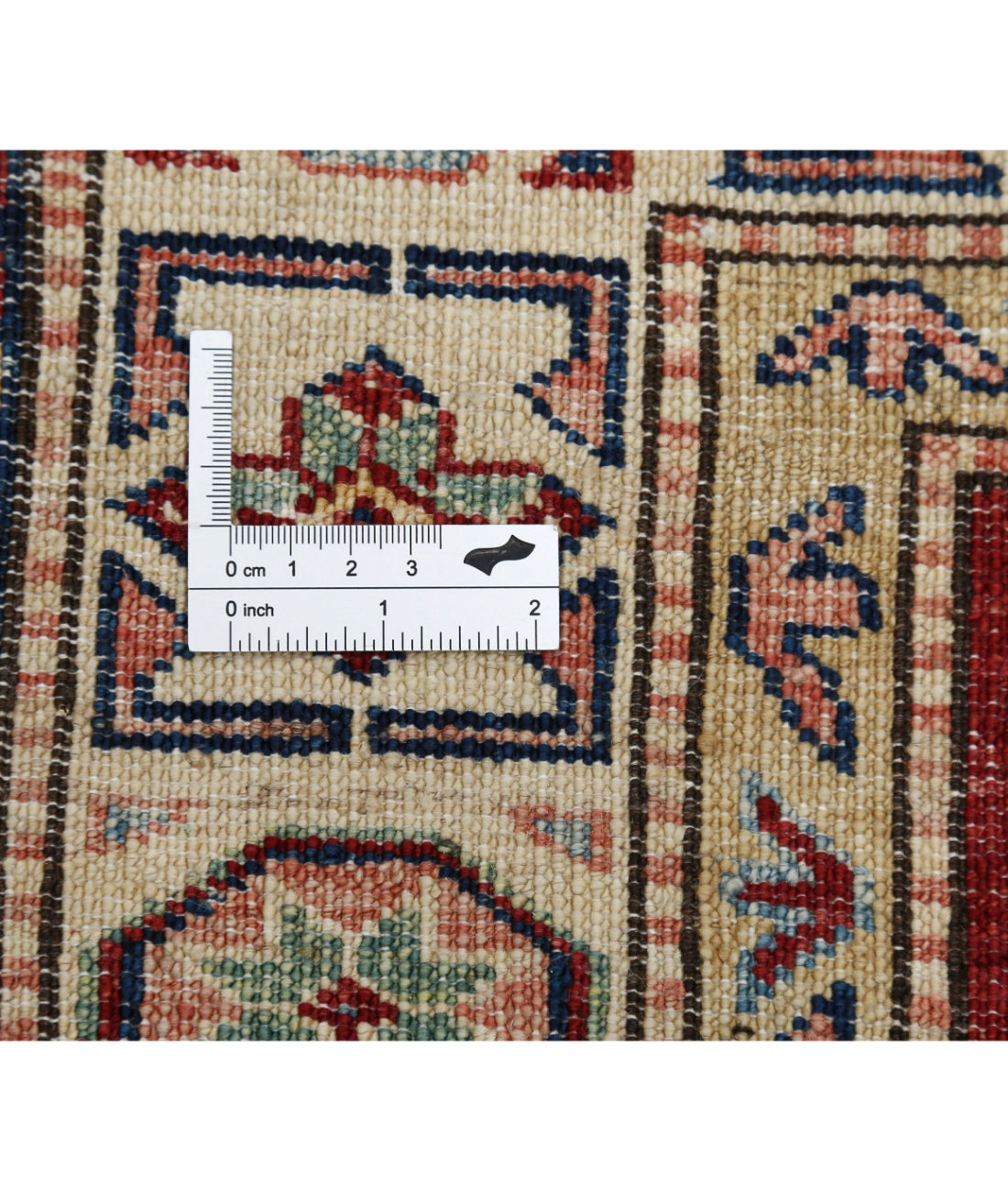 Kazak 4'2'' X 5'9'' Hand-Knotted Wool Rug 4'2'' x 5'9'' (125 X 173) / Red / Ivory