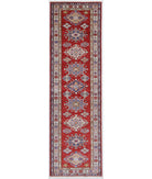 Kazak 2'8'' X 9'6'' Hand-Knotted Wool Rug 2'8'' x 9'6'' (80 X 285) / Red / Ivory