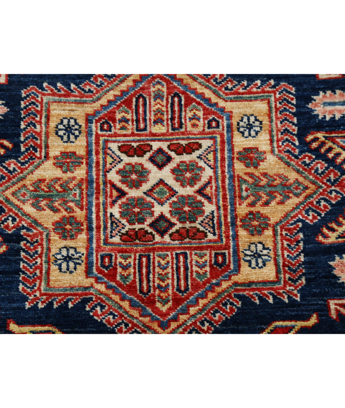 Kazak 3'11'' X 5'9'' Hand-Knotted Wool Rug 3'11'' x 5'9'' (118 X 173) / Blue / Red