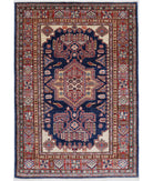 Kazak 3'11'' X 5'9'' Hand-Knotted Wool Rug 3'11'' x 5'9'' (118 X 173) / Blue / Red