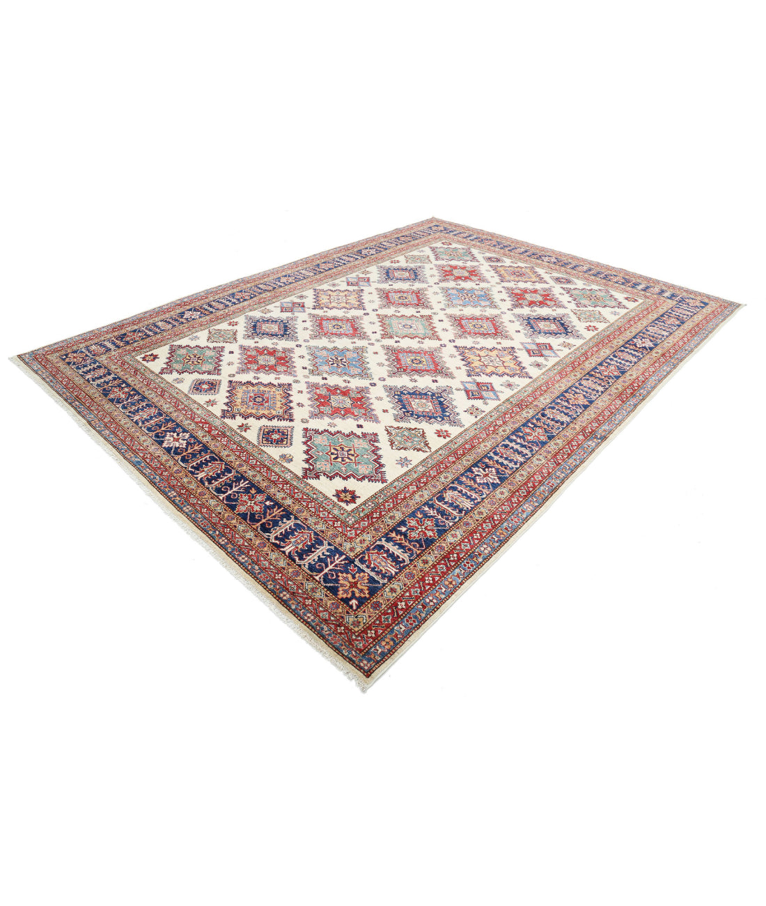 Kazak 8'9'' X 11'11'' Hand-Knotted Wool Rug 8'9'' x 11'11'' (263 X 358) / Ivory / Blue