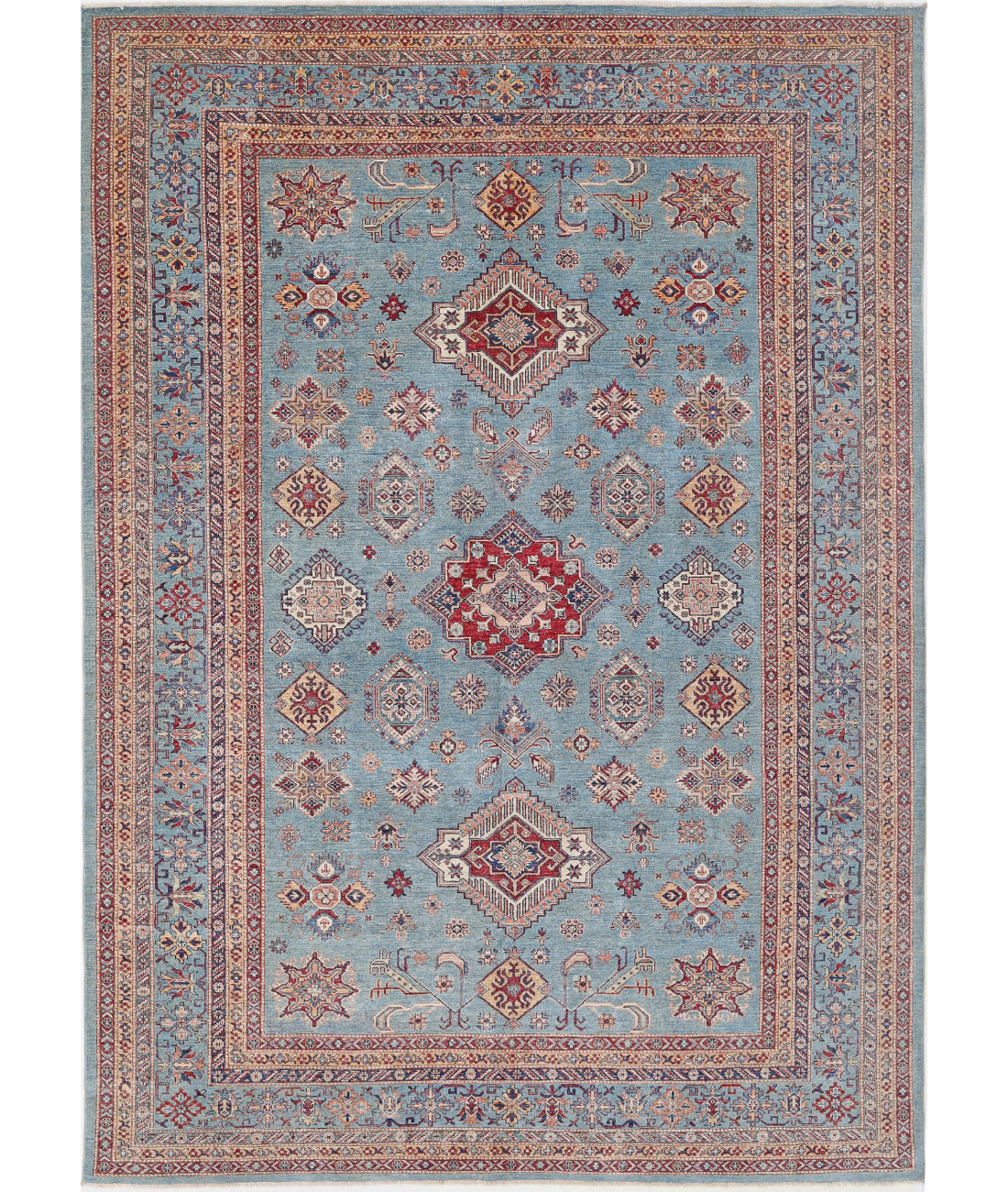 Kazak 8'9'' X 12'3'' Hand-Knotted Wool Rug 8'9'' x 12'3'' (263 X 368) / Blue / Blue