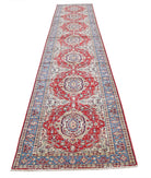 Kazak 2'8'' X 13'9'' Hand-Knotted Wool Rug 2'8'' x 13'9'' (80 X 413) / Red / Blue