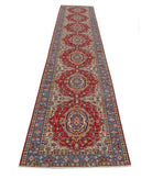 Kazak 2'8'' X 13'9'' Hand-Knotted Wool Rug 2'8'' x 13'9'' (80 X 413) / Red / Blue