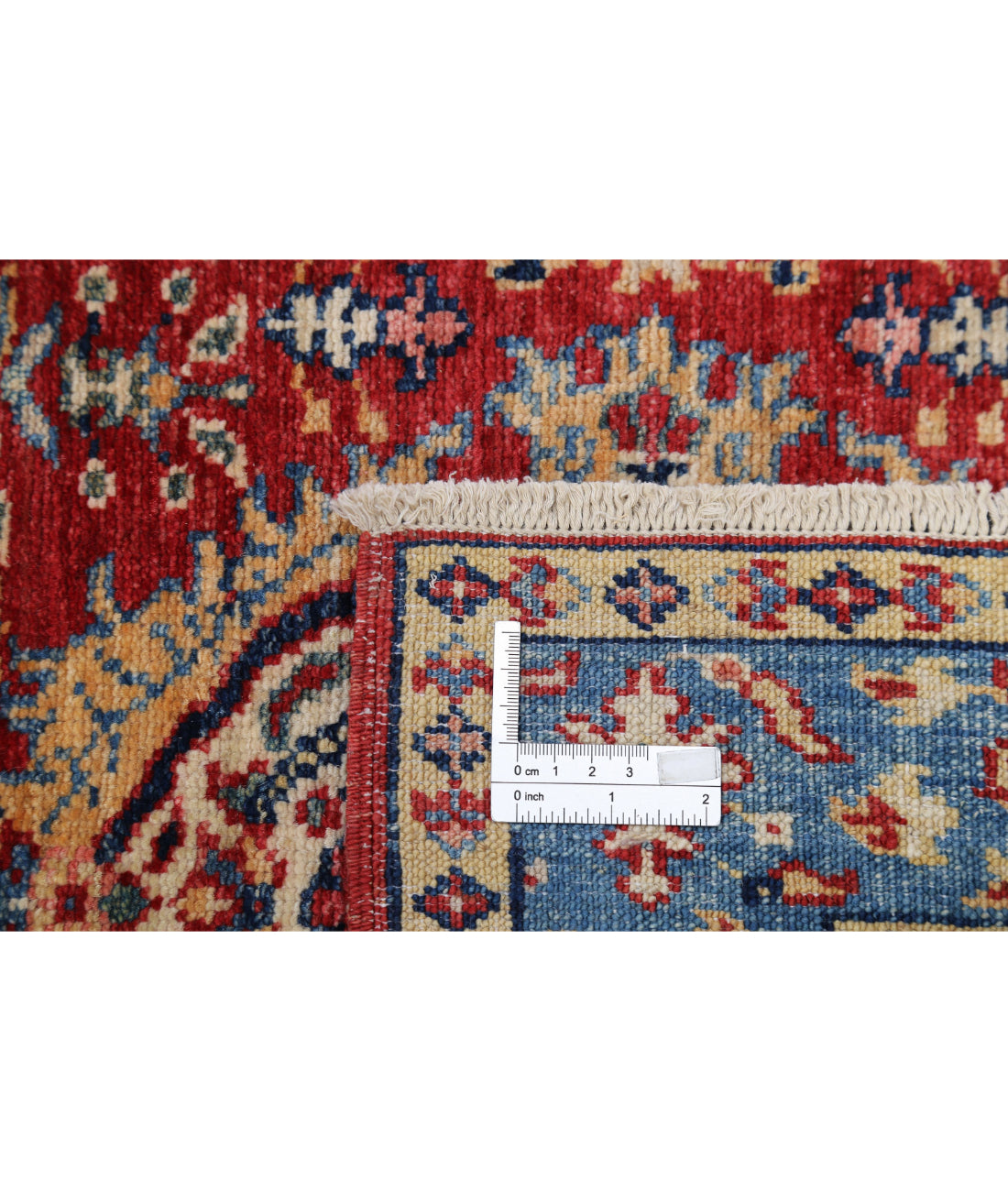 Kazak 2'8'' X 13'9'' Hand-Knotted Wool Rug 2'8'' x 13'9'' (80 X 413) / Red / Blue