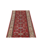 Kazak 2'7'' X 23'0'' Hand-Knotted Wool Rug 2'7'' x 23'0'' (78 X 690) / Red / Ivory