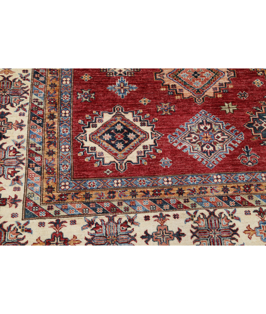 Kazak 9'10'' X 13'1'' Hand-Knotted Wool Rug 9'10'' x 13'1'' (295 X 393) / Red / Ivory