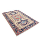 Kazak 5'7'' X 8'4'' Hand-Knotted Wool Rug 5'7'' x 8'4'' (168 X 250) / Gold / Blue