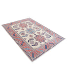 Kazak 4'11'' X 6'9'' Hand-Knotted Wool Rug 4'11'' x 6'9'' (148 X 203) / Ivory / Pink