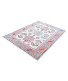 Kazak 4'11'' X 6'9'' Hand-Knotted Wool Rug 4'11'' x 6'9'' (148 X 203) / Ivory / Pink