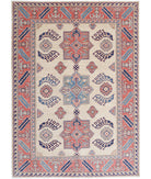 Kazak 4'11'' X 6'9'' Hand-Knotted Wool Rug 4'11'' x 6'9'' (148 X 203) / Ivory / Pink