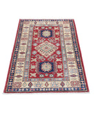 Kazak 2'8'' X 4'2'' Hand-Knotted Wool Rug 2'8'' x 4'2'' (80 X 125) / Red / Ivory