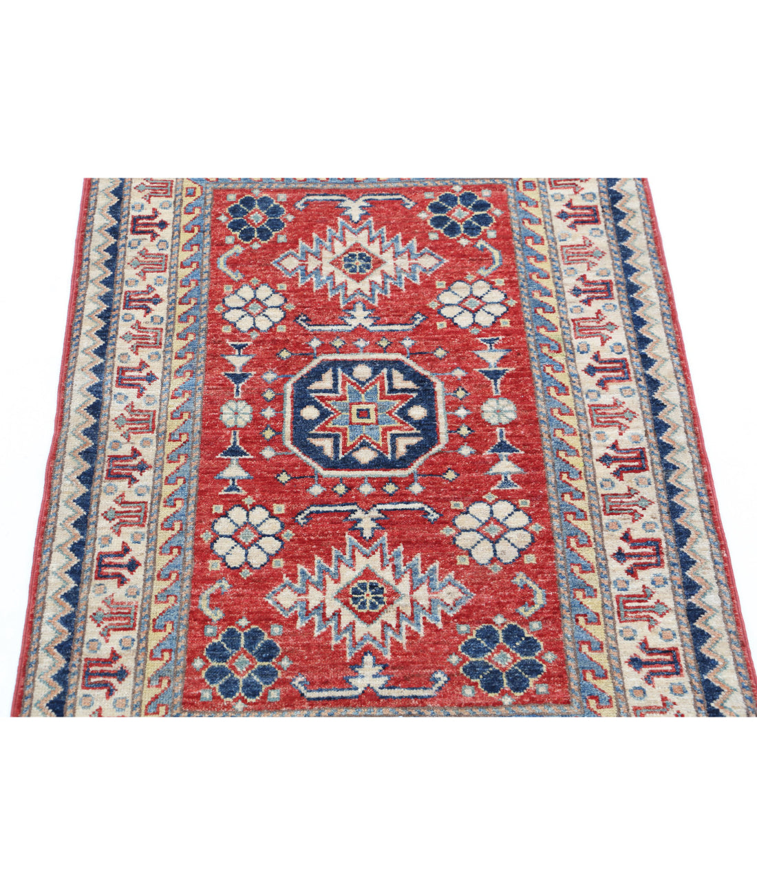 Kazak 2'7'' X 3'9'' Hand-Knotted Wool Rug 2'7'' x 3'9'' (78 X 113) / Red / Ivory