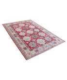 Kazak 5'3'' X 7'6'' Hand-Knotted Wool Rug 5'3'' x 7'6'' (158 X 225) / Red / Ivory