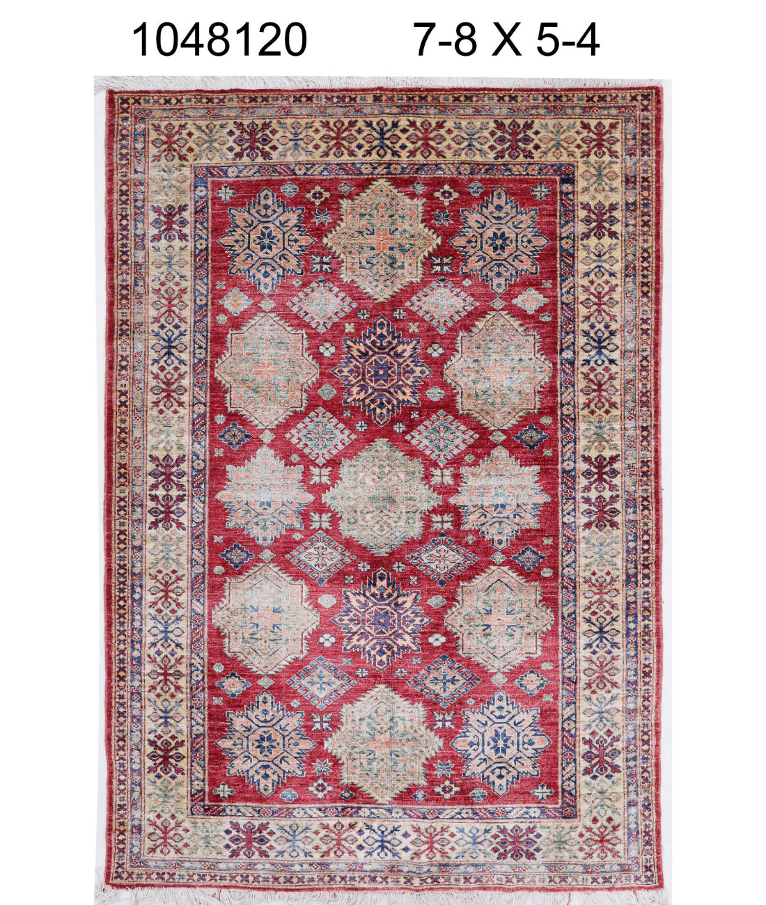 Kazak 5'3'' X 7'6'' Hand-Knotted Wool Rug 5'3'' x 7'6'' (158 X 225) / Red / Ivory