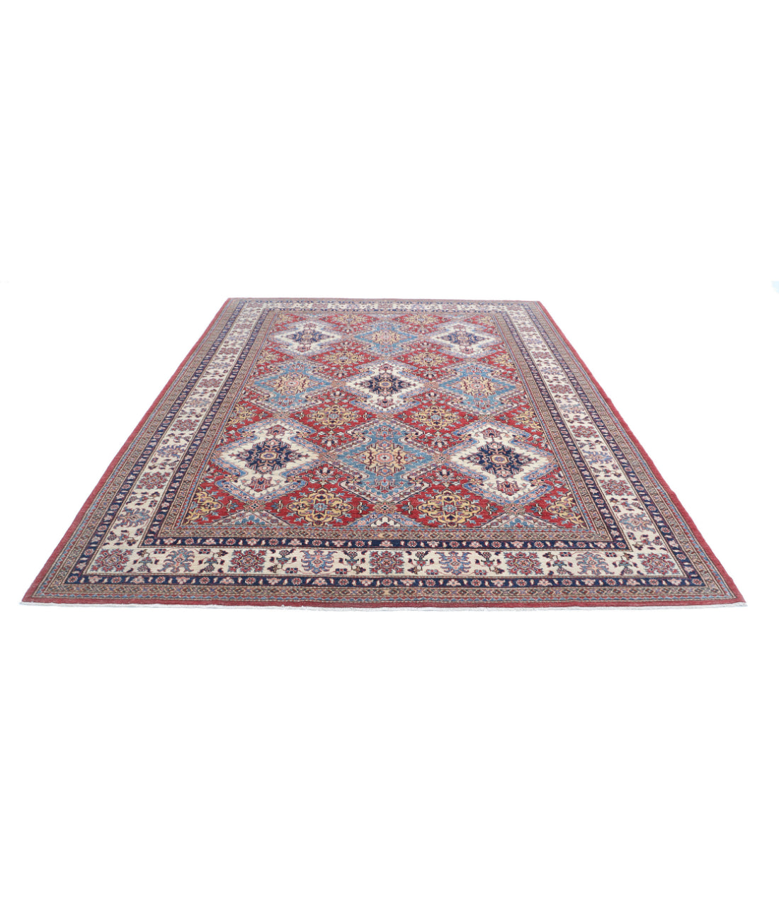 Kazak 8'2'' X 10'8'' Hand-Knotted Wool Rug 8'2'' x 10'8'' (245 X 320) / Red / Ivory