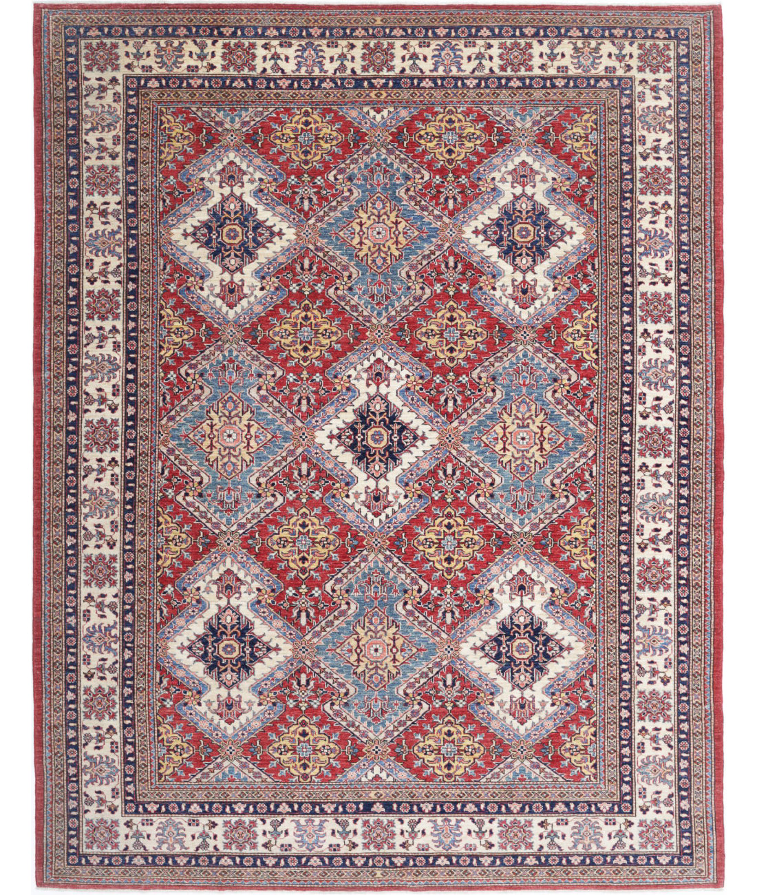 Kazak 8'2'' X 10'8'' Hand-Knotted Wool Rug 8'2'' x 10'8'' (245 X 320) / Red / Ivory