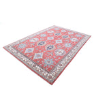 Kazak 6'7'' X 9'8'' Hand-Knotted Wool Rug 6'7'' x 9'8'' (198 X 290) / Red / Ivory