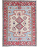 Kazak 5'1'' X 6'9'' Hand-Knotted Wool Rug 5'1'' x 6'9'' (153 X 203) / Blue / Red