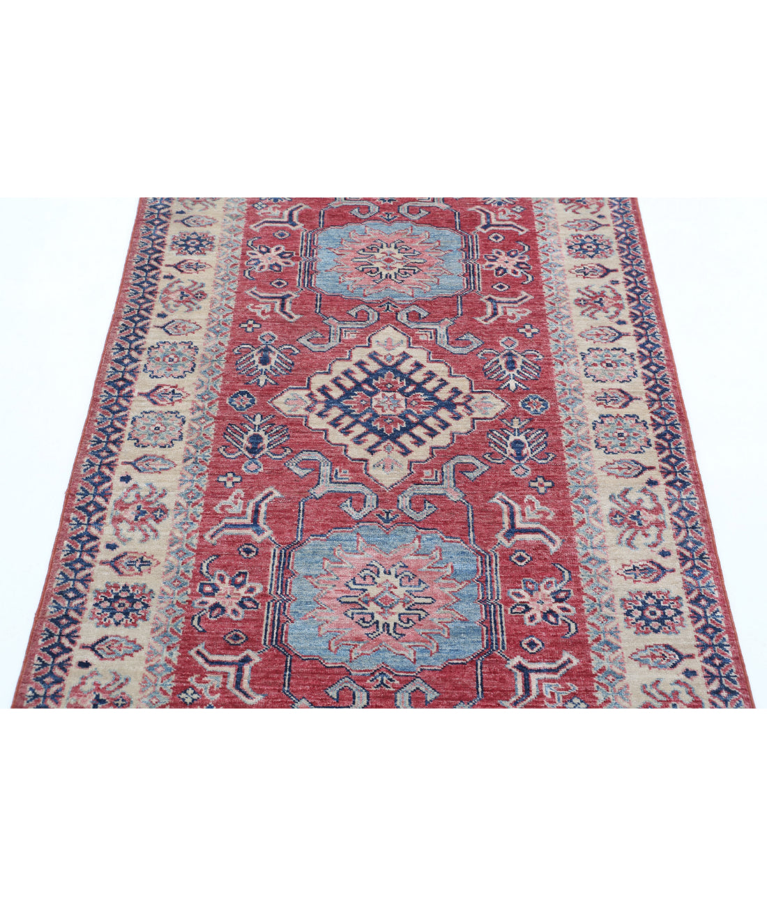 Kazak 3'4'' X 5'0'' Hand-Knotted Wool Rug 3'4'' x 5'0'' (100 X 150) / Red / Ivory