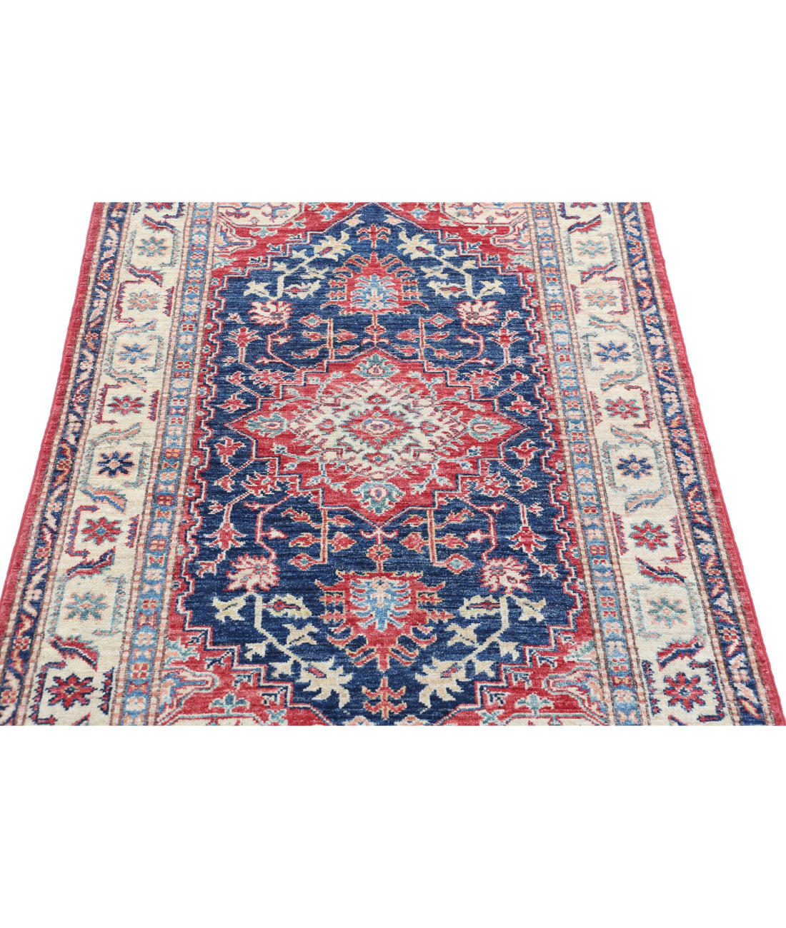 Kazak 3'4'' X 5'0'' Hand-Knotted Wool Rug 3'4'' x 5'0'' (100 X 150) / Red / Ivory