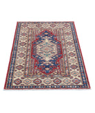 Kazak 2'10'' X 3'11'' Hand-Knotted Wool Rug 2'10'' x 3'11'' (85 X 118) / Red / Ivory