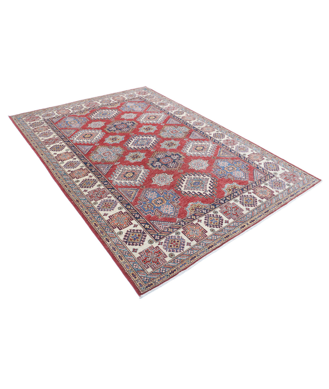 Kazak 6'0'' X 8'7'' Hand-Knotted Wool Rug 6'0'' x 8'7'' (180 X 258) / Red / Ivory