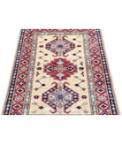 Kazak 2'11'' X 4'1'' Hand-Knotted Wool Rug 2'11'' x 4'1'' (88 X 123) / Ivory / Red