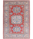 Kazak 4'0'' X 5'10'' Hand-Knotted Wool Rug 4'0'' x 5'10'' (120 X 175) / Red / Ivory