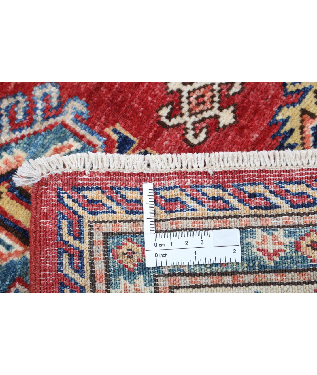 Kazak 4'1'' X 5'7'' Hand-Knotted Wool Rug 4'1'' x 5'7'' (123 X 168) / Red / Ivory