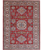 Kazak 4'1'' X 5'7'' Hand-Knotted Wool Rug 4'1'' x 5'7'' (123 X 168) / Red / Ivory