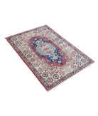 Kazak 2'10'' X 4'1'' Hand-Knotted Wool Rug 2'10'' x 4'1'' (85 X 123) / Red / Ivory