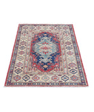 Kazak 2'10'' X 4'1'' Hand-Knotted Wool Rug 2'10'' x 4'1'' (85 X 123) / Red / Ivory