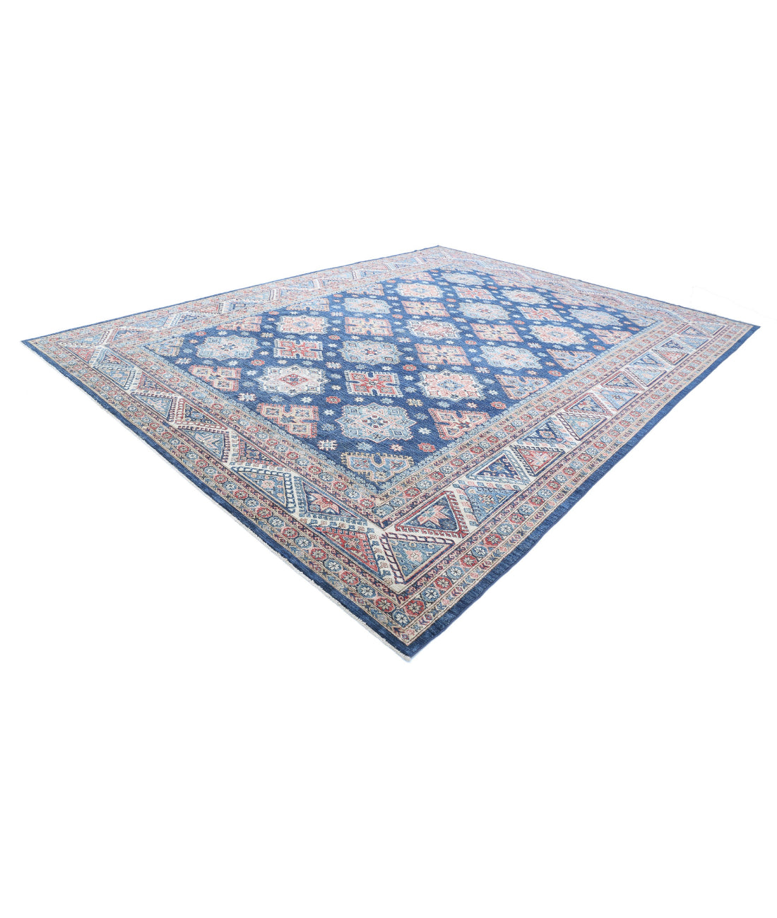 Kazak 11'10'' X 15'4'' Hand-Knotted Wool Rug 11'10'' x 15'4'' (355 X 460) / Blue / Ivory