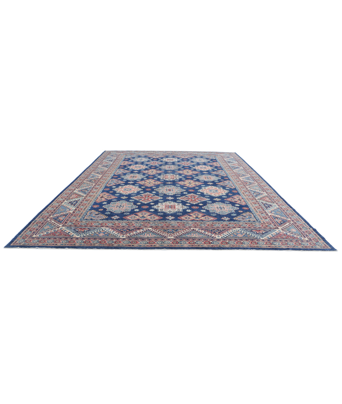 Kazak 11'10'' X 15'4'' Hand-Knotted Wool Rug 11'10'' x 15'4'' (355 X 460) / Blue / Ivory