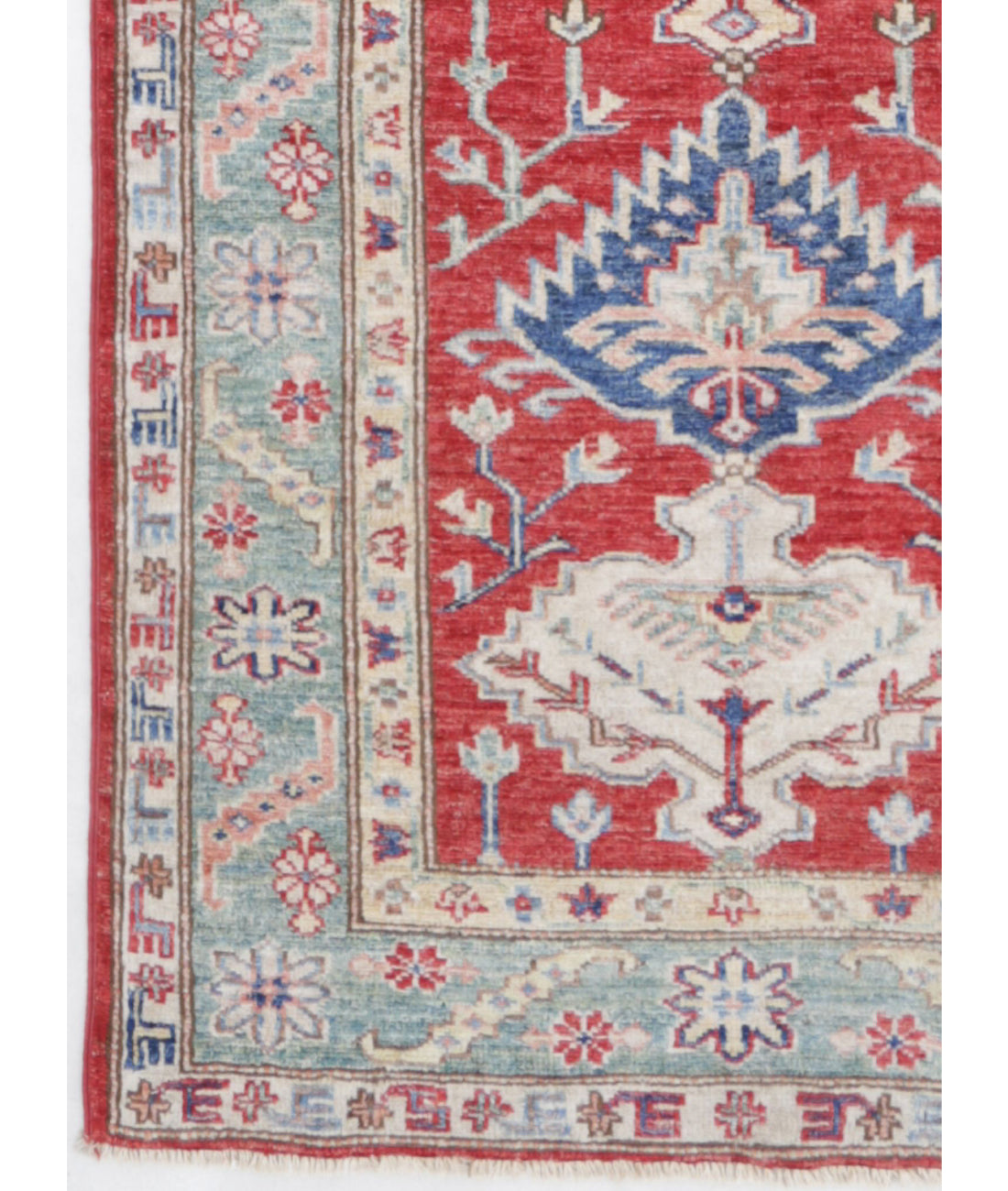 Kazak 2'7'' X 10'1'' Hand-Knotted Wool Rug 2'7'' x 10'1'' (78 X 303) / Red / Green