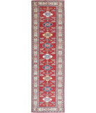 Kazak 2'9'' X 10'2'' Hand-Knotted Wool Rug 2'9'' x 10'2'' (83 X 305) / Red / Ivory