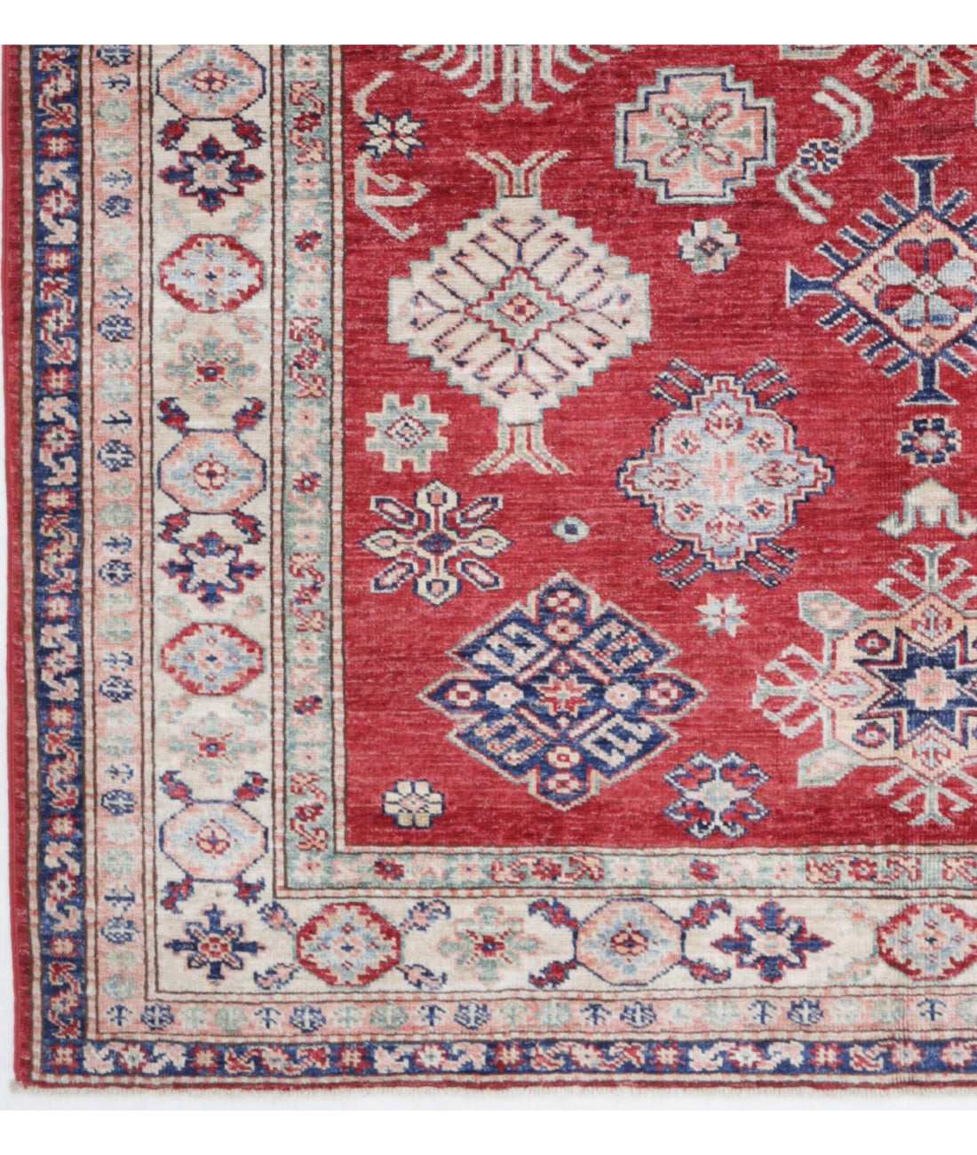 Kazak 4'11'' X 6'5'' Hand-Knotted Wool Rug 4'11'' x 6'5'' (148 X 193) / Red / Ivory