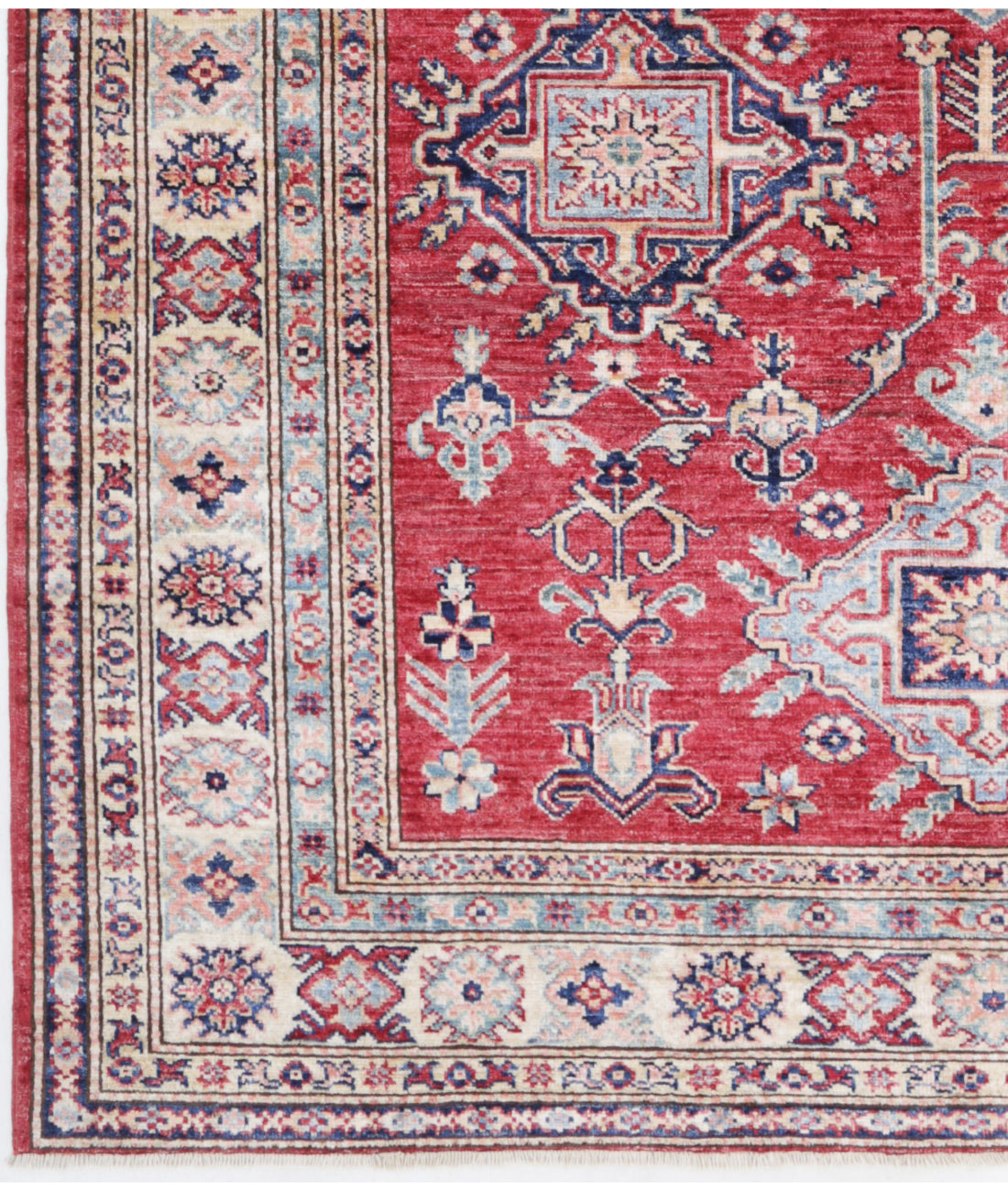 Kazak 5'5'' X 7'11'' Hand-Knotted Wool Rug 5'5'' x 7'11'' (163 X 238) / Red / Ivory