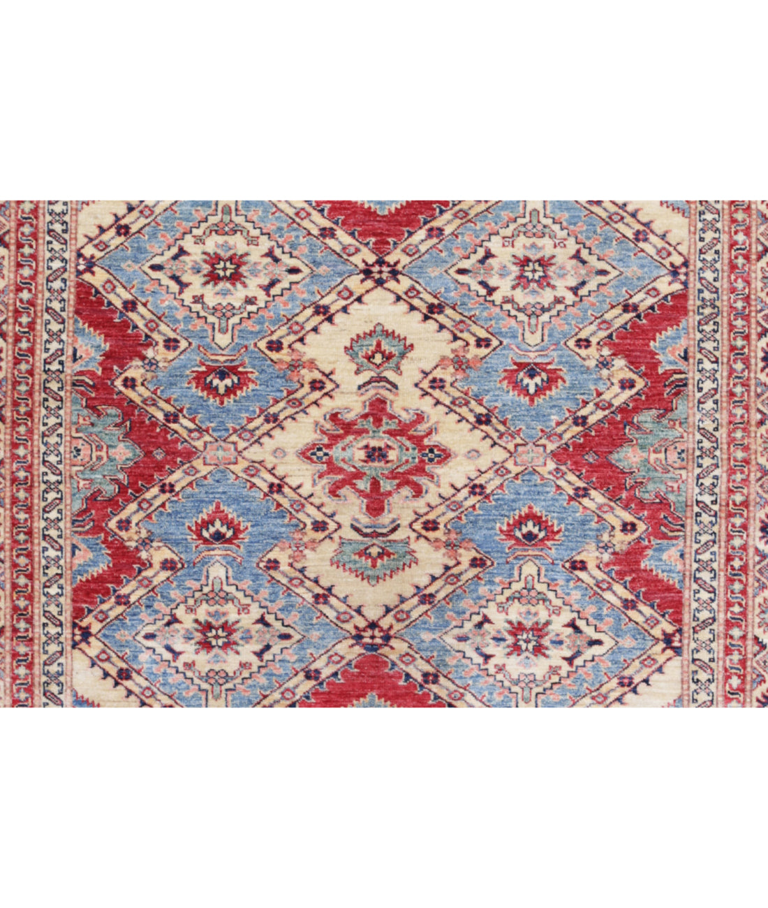 Kazak 5'6'' X 7'10'' Hand-Knotted Wool Rug 5'6'' x 7'10'' (165 X 235) / Blue / Ivory