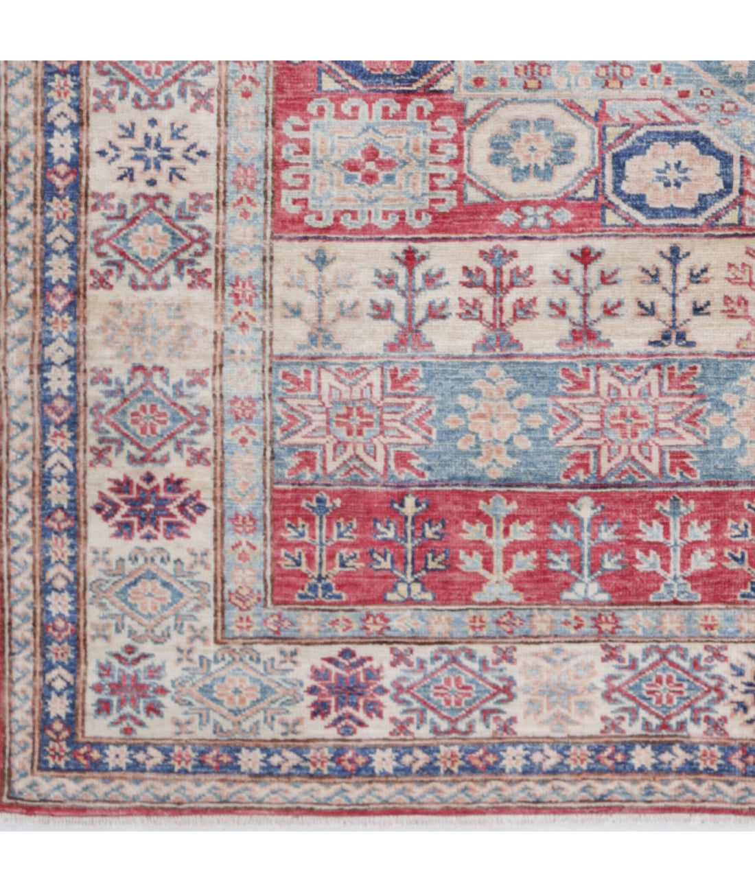 Kazak 4'10'' X 6'3'' Hand-Knotted Wool Rug 4'10'' x 6'3'' (145 X 188) / Red / Ivory