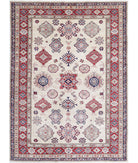 Kazak 4'9'' X 6'5'' Hand-Knotted Wool Rug 4'9'' x 6'5'' (143 X 193) / Ivory / Red