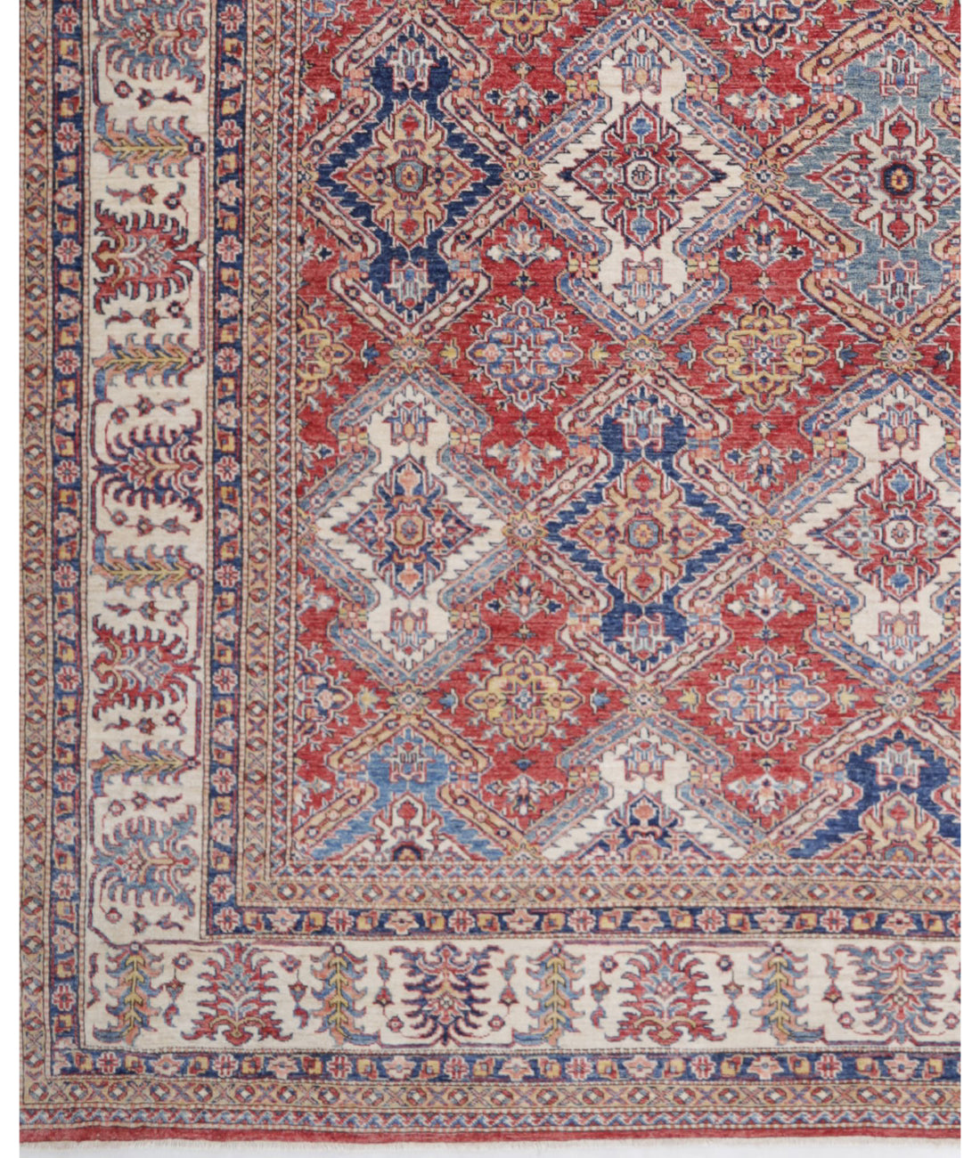 Kazak 9'10'' X 13'9'' Hand-Knotted Wool Rug 9'10'' x 13'9'' (295 X 413) / Red / Ivory