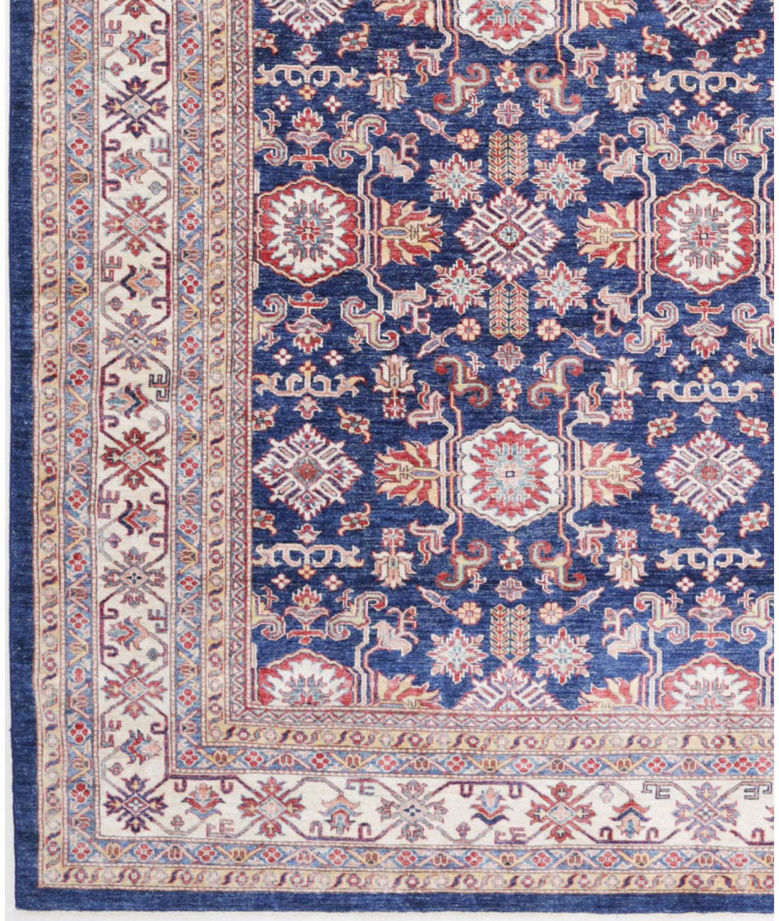 Kazak 8'11'' X 11'8'' Hand-Knotted Wool Rug 8'11'' x 11'8'' (268 X 350) / Blue / Ivory