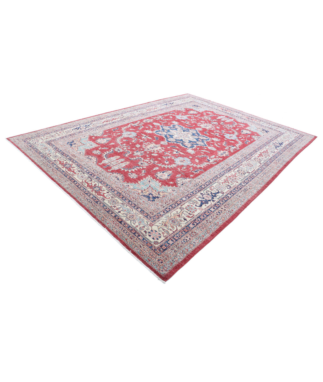 Kazak 8'11'' X 11'11'' Hand-Knotted Wool Rug 8'11'' x 11'11'' (268 X 358) / Red / Ivory